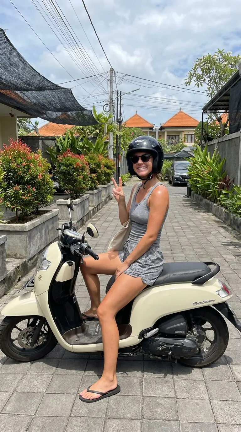 Pelanggan motoranbali bersama motor sewaan, foto 2